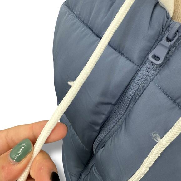NEW Madden Girl Blue Puffer Vest Size XL Hoodie Zip Up Toggle Cinch Overshirt - Picture 7 of 10